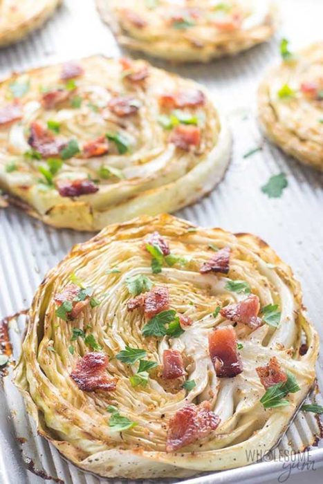 Cabbage Steaks With Bacon, Lemon and Garlic
